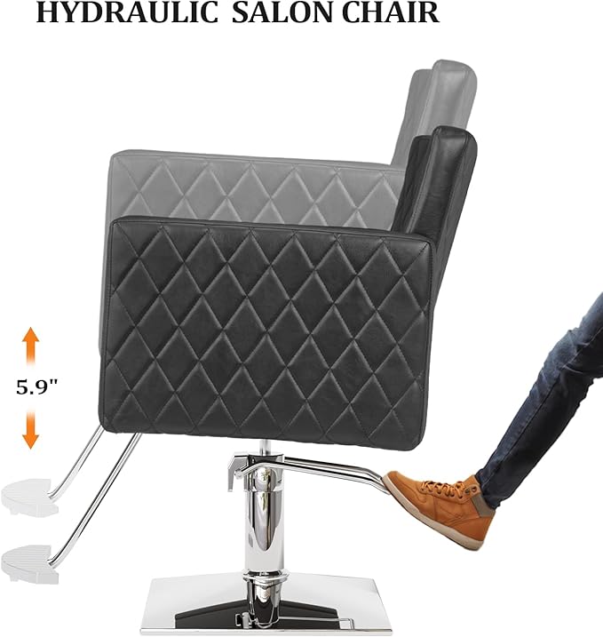 Salon Chair for Hair Stylist Wide Seat, Hydraulic Barber Chair with Aluminium Alloy Footrest, Black Hair Salon Chair Styling Heavy Duty, Beauty Spa Cosmetology Shampoo Hairdressing Equipment