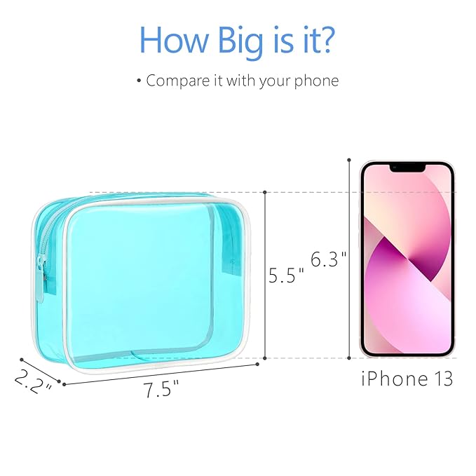 PACKISM TSA Approved Toiletry Bag - 3 Pack Clear Makeup Bags with Zipper, Water-resistant Clear Toiletry Bags for Traveling Holds Small Items, Fit Travel Essentials, 3 colors