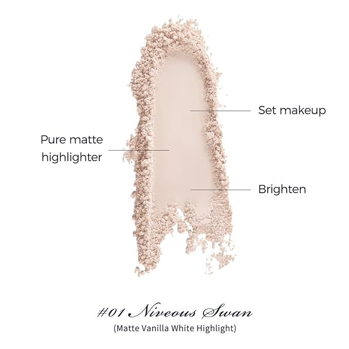 Flower Knows Swan Ballet Embossed Blush,Translucent Matte Finish,Buildable & Blendable Powder Blush for cheeks,Pressed Setting Powder,Natural Flush for All Skin Tones(01 Niveous Swan,5g)
