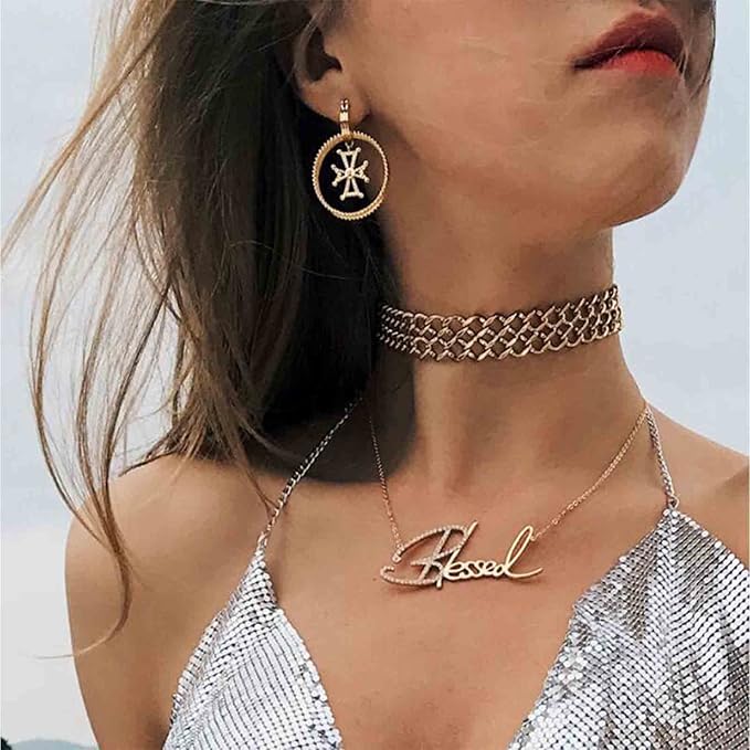 Punk Circle Cross Earrings Gold Circle Drop Dangle Earrings Brass Geometric Earrings Modern Chunky Drops Earrings Jewelry for Women and Girls Gifts