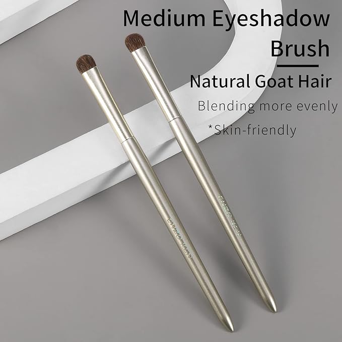 Natural Pony Hair Eye Shadow Brush by ENZO KEN, Medium Smudge Eyeshadow Brush, Shader Eye Shadow Brush, Eye Smudge Brush, Single Eyeshadow Brush, Eye Brushes, Eyeshadow Blending Brush. (Gold, E203M)