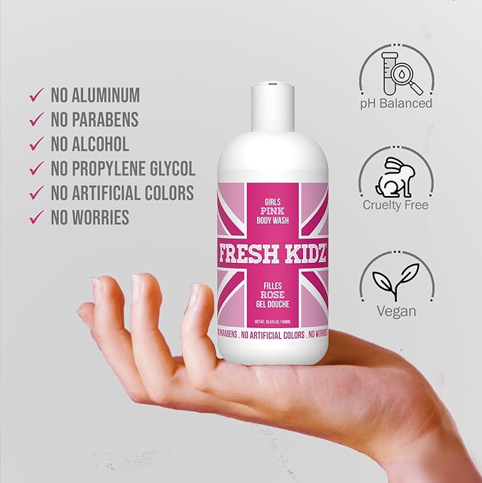 Fresh Kidz Body Wash 16.9 fl.oz. and Stick Deodorant 2.65 oz for Kids and Teens - Girls "Pink" Set