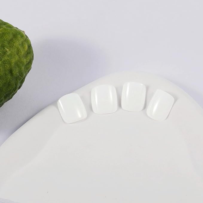 Milky White Press On Nails Short, Glossy Soft Gel Press On Nails Square with Nail Glue, 15 Sizes - 30 Fake Nails Kit, Thick Natural Reusable Glue On Nails for Women, White Mirage