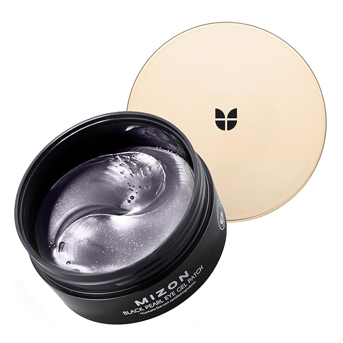 MIZON Pearl Eye Gel Patch Masks, Eye Treatment Mask Reduces Wrinkles and Puffiness, Dark Circles treatment, Hydrogel Eye Patches (Black Pearl)