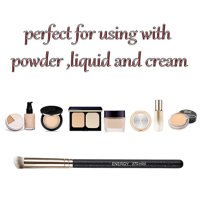 ENERGY Under Eye Concealer Brush Mini Flat Angled Kabuki Foundation Brush with Synthetic Bristles for Concealing Blending Setting Buffing with Powder Liquid Cream Cosmetics Vegan Makeup Brushes