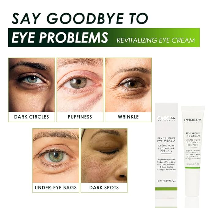 Phoera Revitalizing Eye Cream Brighten Hydrate Reduce The Fine Lines, Dark Circle Wrinkles And Puffiness For Men And Women Skin Loving Ingredients Apply In Morning And At Night