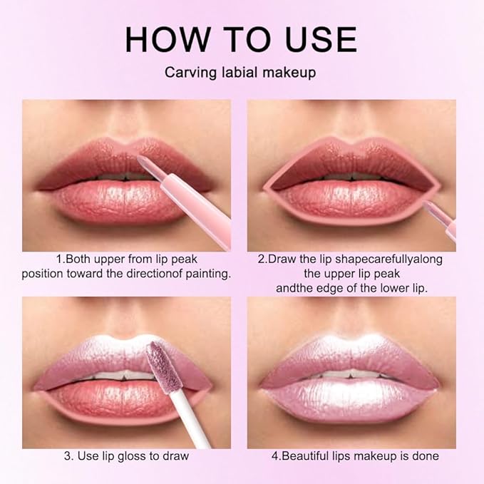 Kaely 2-in-1 Light Pink Metallic Lipstick and Lip Liner, Shimmer Liquid Metallic Lipsticks for Women, Glitter Lip Gloss Stain Long Lasting Waterproof Smudge Proof 24 Hour, Vegan Makeup, 02