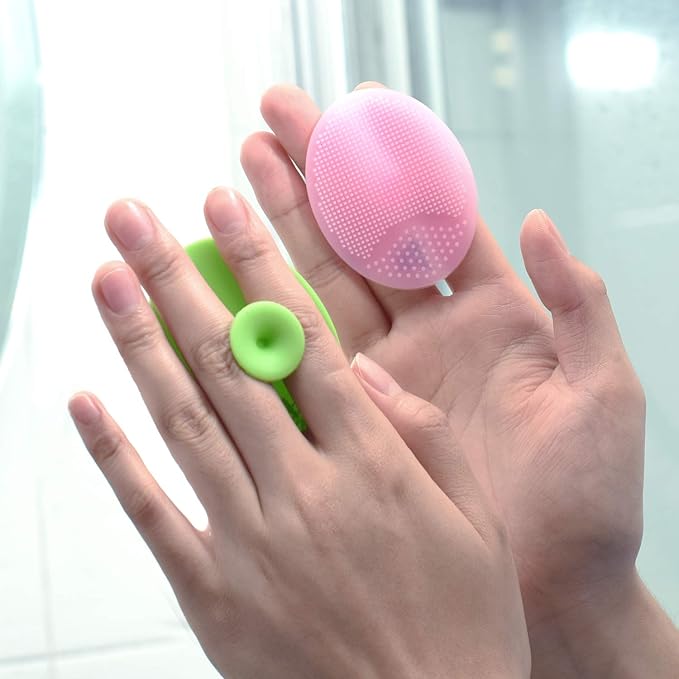 Face Scrubbers Exfoliating Facial Cleansing Brush-Soft Silicone Bristle-Remove Dead Skin Toxins-Improves Lymphatic Functions Exfoliates Stimulates Blood Circulation for Sensitive/Delicate/Dry Skin
