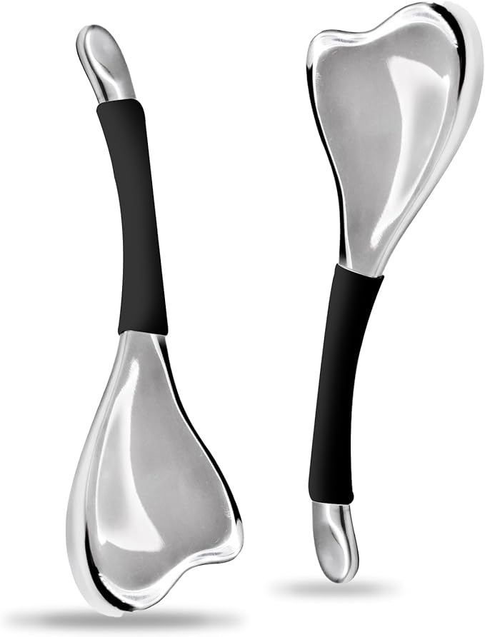 Ice Globes for Face & Eyes, Unbreakable Stainless Steel Cryo Massagers for Skincare Routines, Multifunctional Cold Roller Cooling Globes for Puffiness, Sagging Skin, and Facial Relaxation (Black)