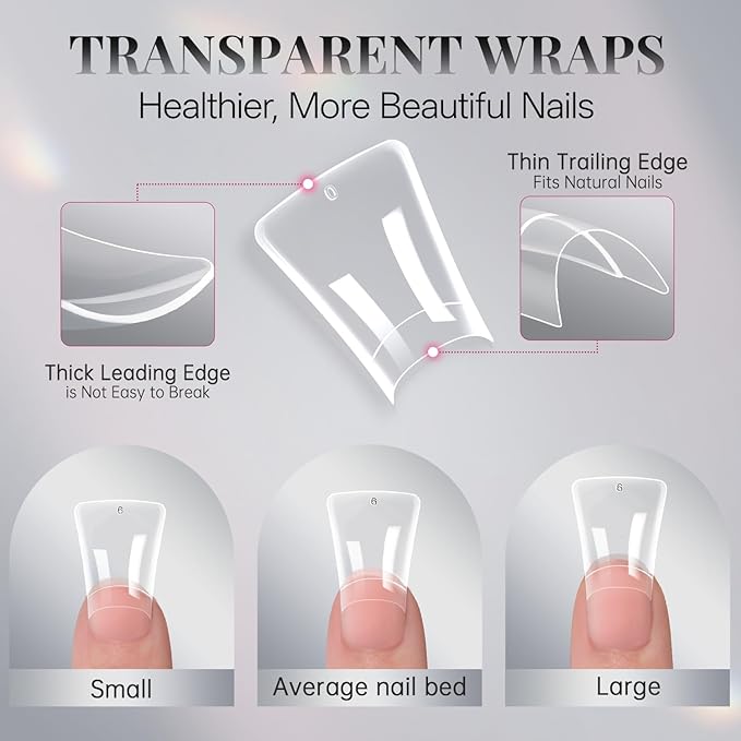 krofaue Duck Nail Tips - 240pcs Clear Soft Gel Curved Nail Tips 12 Sizes Crystal Duck Feet Style Half Cover False Nails Extra Wide French Nails with Box for DIY Salon