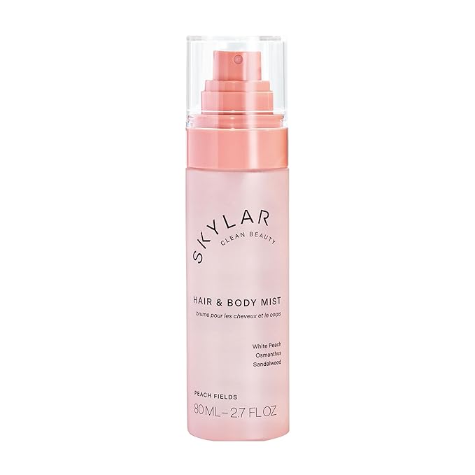 Skylar Peach Fields Hair & Body Mist | Hypoallergenic & Clean Fragrance | Vegan, Cruelty Free, and Safe For Sensitive Skin | 80 ML, 2.7 Fl Oz