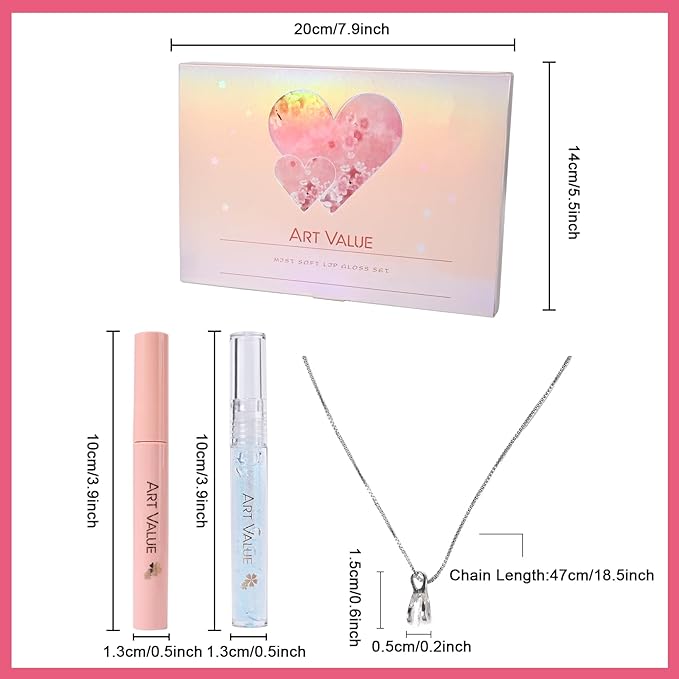 Christmas Gift for Women, 7 Pcs Gift Box Set Include Matte Lipstick, Lip Balm and Necklace, Easy to Match with Different Makeups, Birthday，Valentine's Day Makeup Set Gift for Girls-07