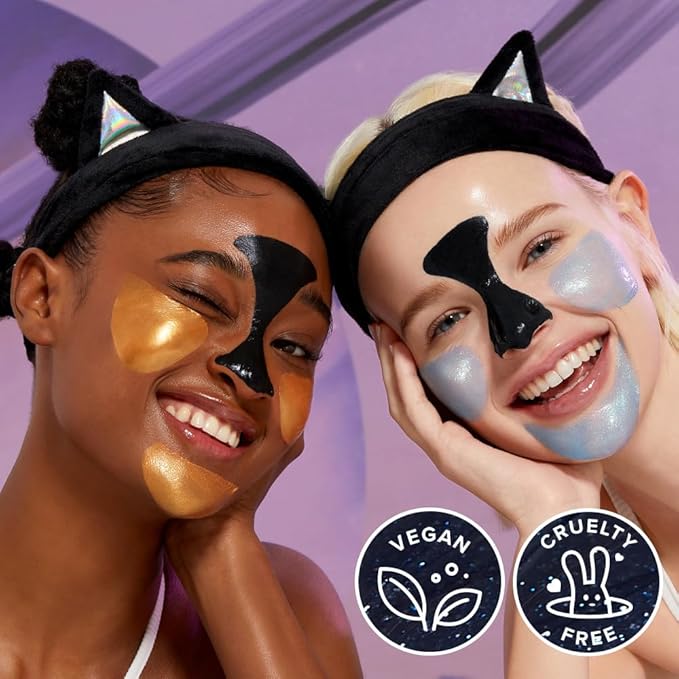 I DEW CARE Peel-off Face Mask Set - Astro Kitten | Exfoliating, Hydrating, Revitalizing, Whitehead Mask, Black Cat Spa Headband, Korean Skincare, Glass Skin, Stocking Stuffers, Travel Size, Mini Set