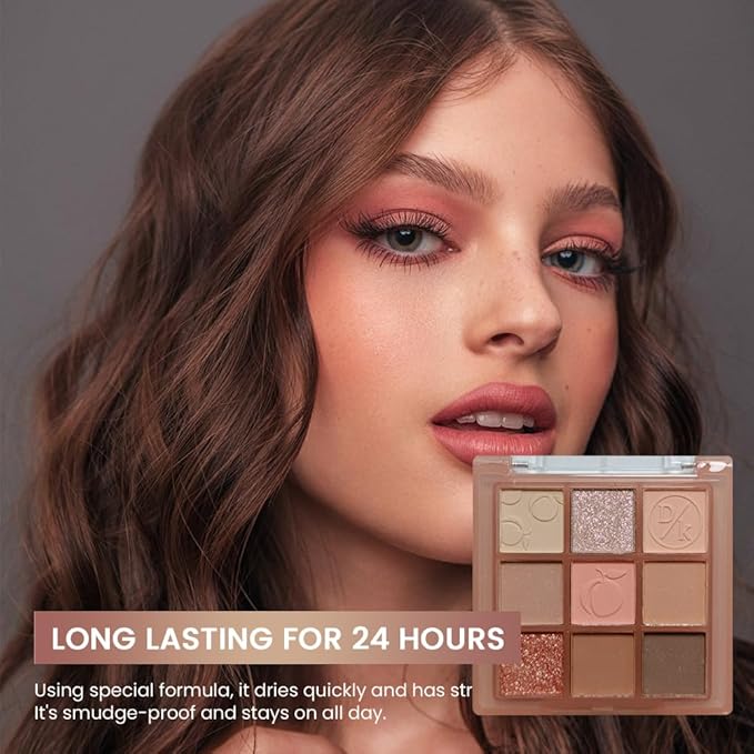 Eyeshadow Palette Makeup- 9 Colors Rose Gold Dark Brown Colorful Eyeshadow Palette Matte Shimmer Korean Natural Eye Shadow palettes Highly Pigmented Naturing-Looking Long Lasting (14#)