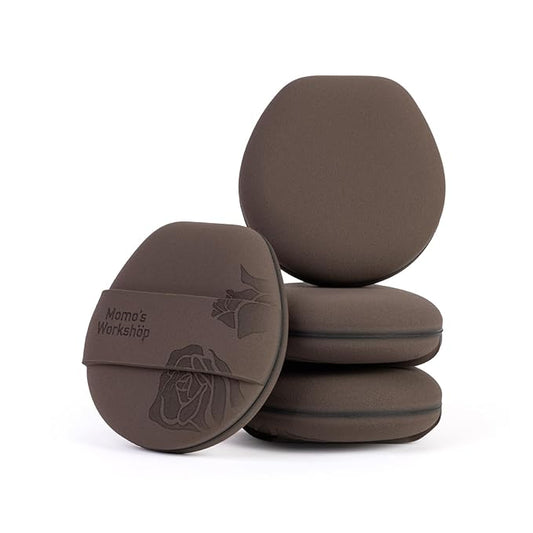 Rose Tatami Makeup Sponge Set,Double-Sided Flat-Edge Shape Rubycell for Liquid Foundations, Non-Absorbent & Fast Blending,Soft, Fluffy & Bouncy, 2 Beauty Puffs &Storage Case