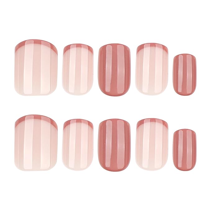 Brown French Tips Press On Nails Short Square, Fall Maroon Sticke On Nails, Designer Reusable Acrylic Nails Press Ons, Fake Nails With Glue On Nails, Daily Wea False Nails For Women