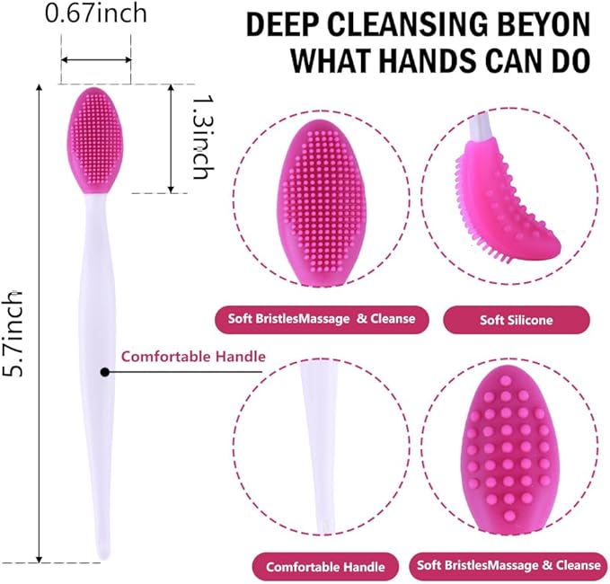 12 Pcs Pore Scrub Brush,Lip Scrubber Exfoliator,Silicone Face Cleansing Brush,Lip Scrub Brush Exfoliating Nose Clean Blackhead Removal Brushes for Face Cleaning
