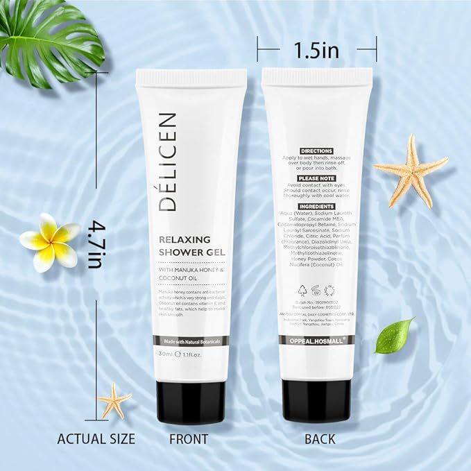 OPPEAL Delicen Manuka Honey All-in-1 Hotel Amenities | Rectangular Soap Bar, Shampoo & Conditioner, Body wash & Body Lotion 30 Pcs Each | Clementine Scent | 150 Pcs Total