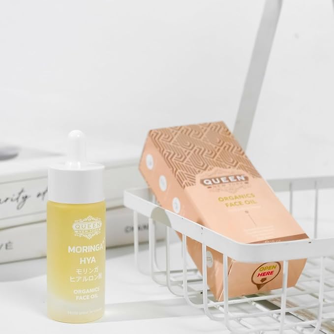 QUEEN MORINGA HYA – Organic Moringa Oil with Hyaluronic Acid for Face – Hydrating & Anti-Aging Facial Oil Serum – Lightweight, Fast Absorbing, Non-Comedogenic, Fragrance-Free Moisturizer - 1 fl oz