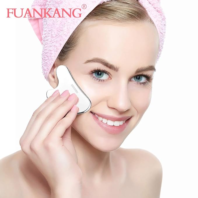 Gua Sha Facial Tools with Travel Pouch Stainless Steel Scraping Massage Tool for Face