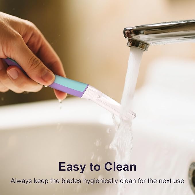 Face Razors for Women, Reusable Handle with 19 Microblades, Dermaplane Razor for Women Face, Eyebrow & Facial Razors, Peach Fuzz Remover, Gentle Exfoliating, for Sensitive Skin (Wisteria)