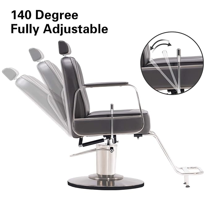 BarberPub Salon Chair for Hair Stylist, All Purpose Hydraulic Barber Styling Chair, Beauty Spa Equipment 8548 (Grey)