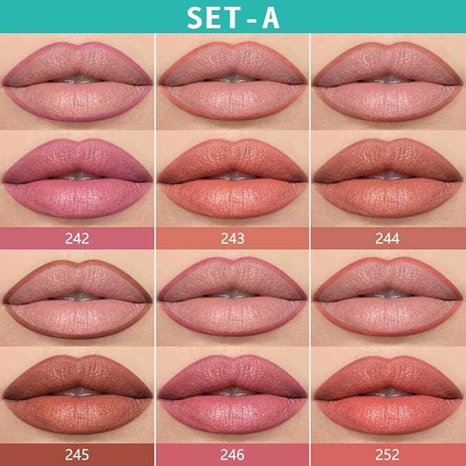 6 Pcs Ultra Silky Lip Liner Lipstick Pencils Set for Shaping & Sculpting Lips, Creamy Matte Velvet Pigmented Crayon (6Pcs-Matte Creamy Smoothly-B, Pack of 1)