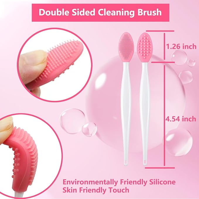 Pore Cleansing Facial Silicone Brush, Double-Sided Lip Brush, Gentle Exfoliation & Clearer Skin Massager Nose Clean Blackhead Removal & Face Scrubber Brushes 10pcs
