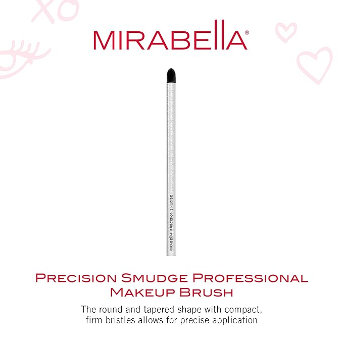 Mirabella Precision Smudge Brush, Premium Professional Makeup Brush Collection, Cruelty-Free Synthetic Bristle Brush, Hand-Sculpted Brushed Aluminum Handle, Luxury Blending Brush for Makeup