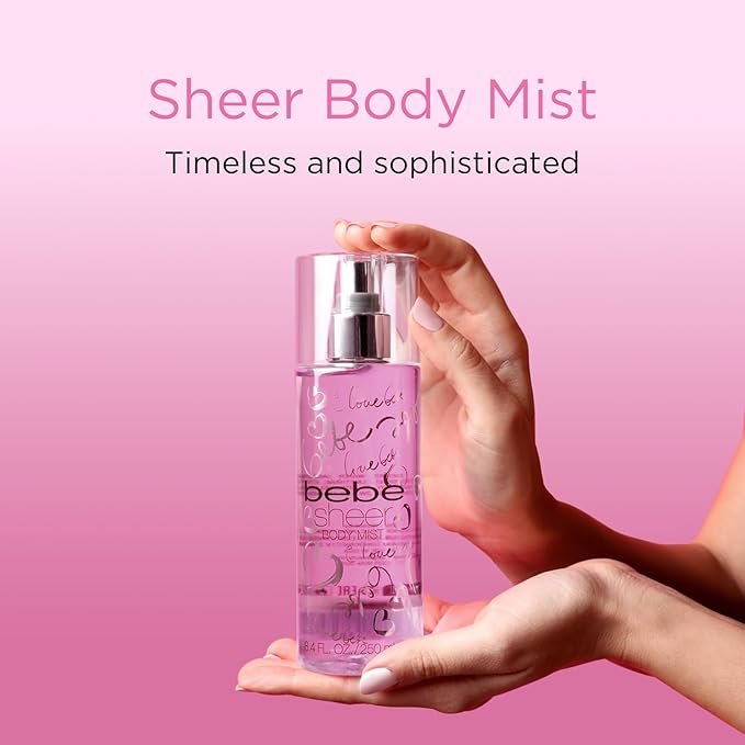Bebe Sheer Body Mist - Body Spray for Women - Sensual and Flirtatious Womens Fragrance with Citrus Cocktail, Pink Peony and Sandalwood Notes - 8.4 oz