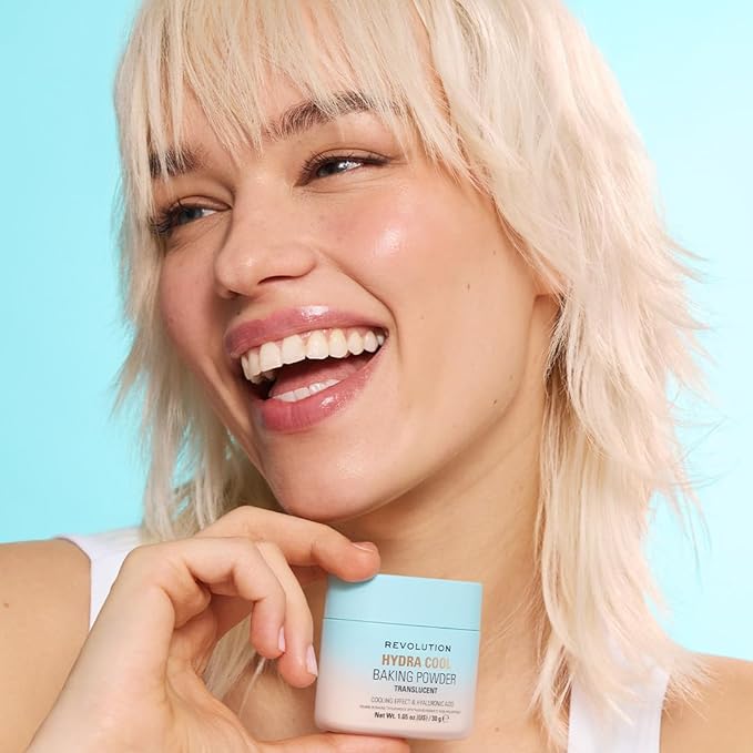 Revolution, Hydra Cool Cooling Loose Baking Powder, Makeup Setting Powder for Hydrating Skin, Enriched with Hyaluronic Acid, Vegan & Cruelty-Free, 1.05 oz