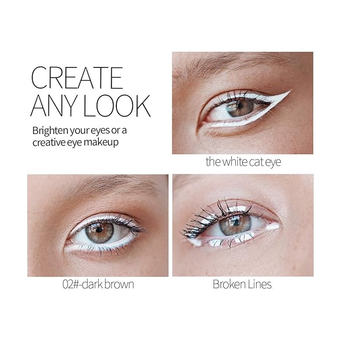 Go Ho 12 PCS White Eyebrow Eyeliner Pencils,White Eyeshadow Makeup Pen,Sweatproof Eye Highlighter Makeup Pencil,Long-lasting Nice Color Eye Brow Gel Pen,Brow Tint Sticks（White）