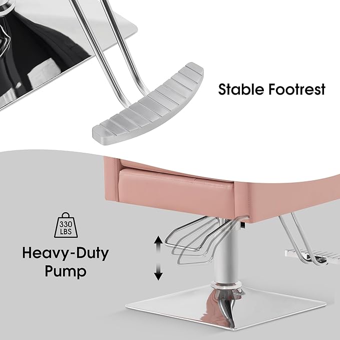 BarberPub Classic Salon Chair for Hair Stylist,Hydraulic Barber Styling Chair,Beauty Salon Spa Equipment 8818 (Pink)