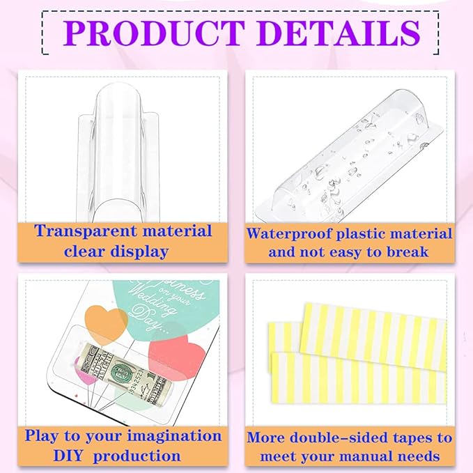 WESAPPINC Clear Chapstick Pouch Plastic Lip Balm Pouches for Gift Cards & Money Cards,Lip Balm Plastic Cover with Adhesive (60PACK)