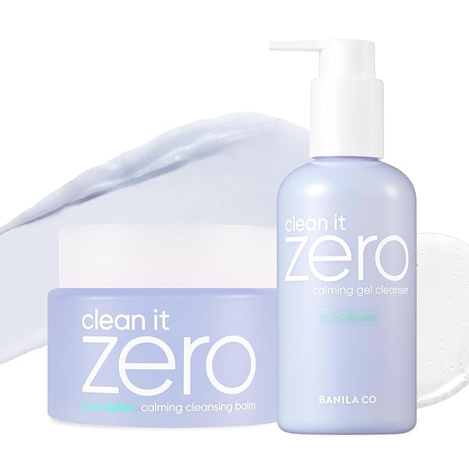 BANILA CO Clean It Zero Calming Double Cleanse Set | Calming Cleansing Balm 100ml + Calming Gel Cleanser 200ml | CICA & Amino Acid | Vegan Skincare for Sensitive Skin