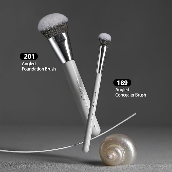 Foundation Concealer Makeup Brushes for Liquid Cream Stick,Soft Big Angled Face Brushes Bronzer Contour Nose Eyeshadow Blending Set (189201)