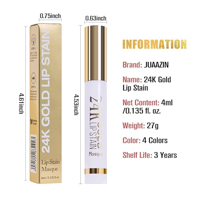 All Day Lip Stain Peel Off Gold Liquid Lip Gloss Tattoo, Brownish Red Matte Finish Peel Off Lip Stain Masque, Long Lasting Waterproof Lip Tint, Transfer-proof for All Skin Types 02#