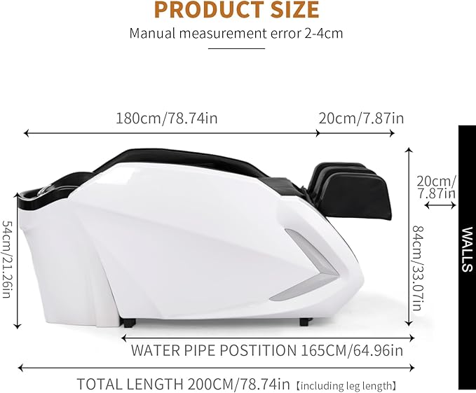 TATARTIST Shampoo Bed Head Spa Bed Full Body Electric Massage Table Armrest Leg Airbag Automatic Massage Head Spa Equipment with Fumigation Function and 78 outlets Water Circulator (Grey)