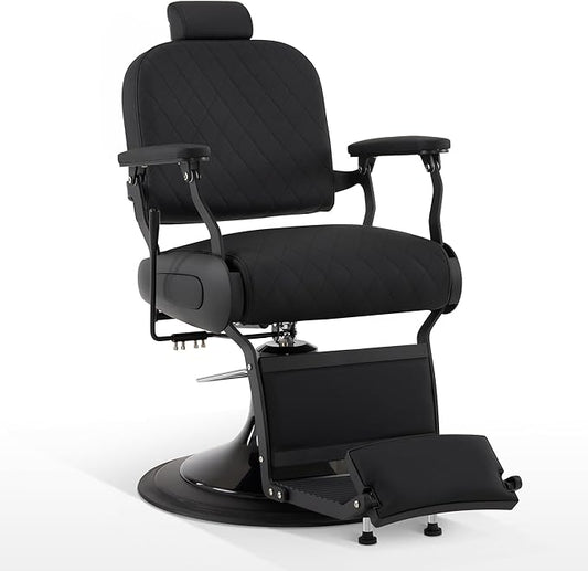 BarberPub All Purpose Barber Chair with Heavy Duty Pump,Reclining Adjustable Swivel Hair Styling Chair for Hair Stylist, Home Salon,Barbershop Salon&Spa 9453 (All Black)