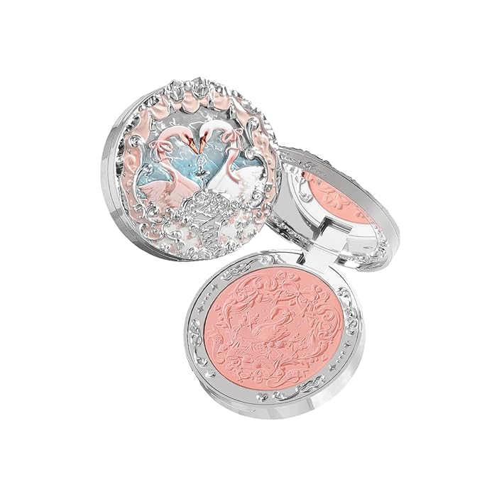 Flower Knows Swan Ballet Embossed Blush,Peachy Matte Finish,Buildable & Blendable Powder Blush for cheeks,Natural Flush for All Skin Tones(05 Dreamy Season,5g)
