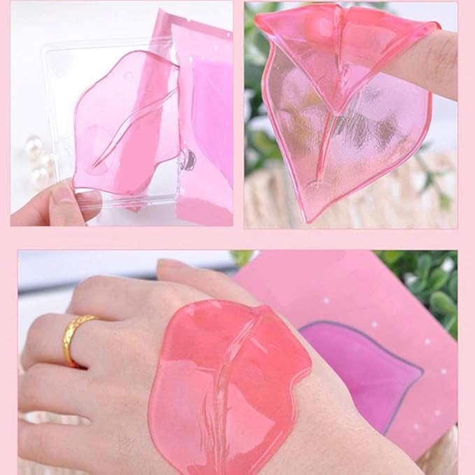 Lip Masks Sheet Moisturizing Crystal Collagen Pink Under Eye Mask Gel Anti-Aging Eye Patches Dark Circle Remover 30 Packs with Box,Pink