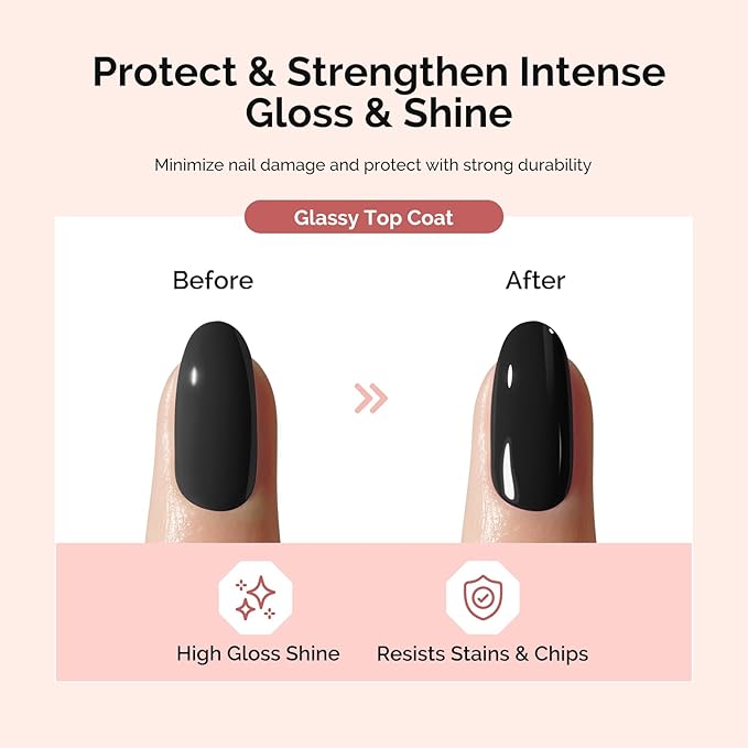 MelodySusie No Wipe Glossy Top Coat Long Lasting Shine Finish Soak Off UV LED Nail Lamp Nail Polish Art Design Manicure Kit Perfect Gifts for Women Girls 1 Pcs 15ml Clear
