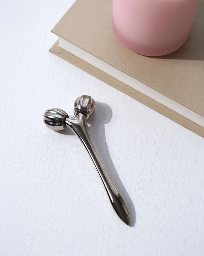 Mei Apothecary MiniSculpt Stainless Steel Mini Facial Massager - Metal Face Roller for Sculpting, Neck & Eye Massage, Depuffing, Skincare Gift