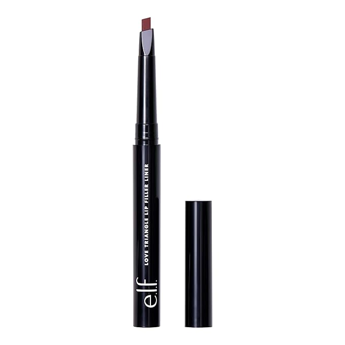 e.l.f. Love Triangle Lip Filler Liner, 2-in-1 Lipliner Pencil For Sculpting & Filling, Long-Lasting Intense Color, Vegan & Cruelty-Free, Plum