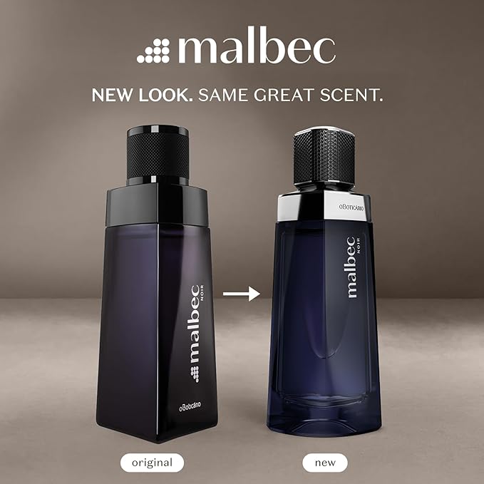 Malbec Noir Eau de Toilette By O Boticario Cologne For Men, Long-Lasting Men's Fragrances, French Oak Barrel-Aged & Pinot Noir Grapes, Woody Spicy Wine Scent, 3.4 Ounce