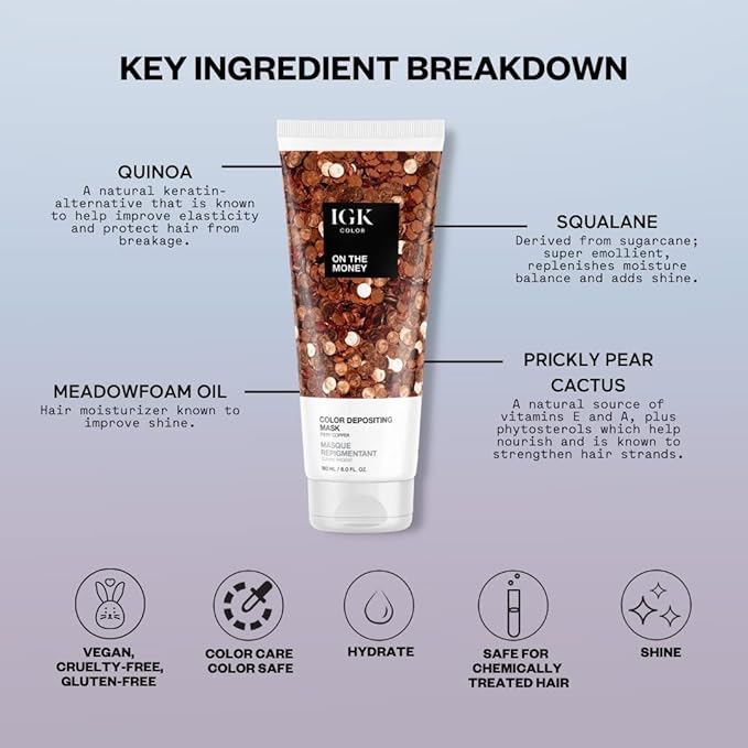 IGK Hair Gloss Toner & Color Depositing Mask | Coopery Semi-Permanent | Vegan + Cruelty Free | On The Money