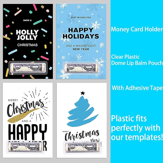 WESAPPINC Clear Chapstick Pouch Plastic Lip Balm Pouches for Gift Cards & Money Cards,Lip Balm Plastic Cover with Adhesive (60PACK)