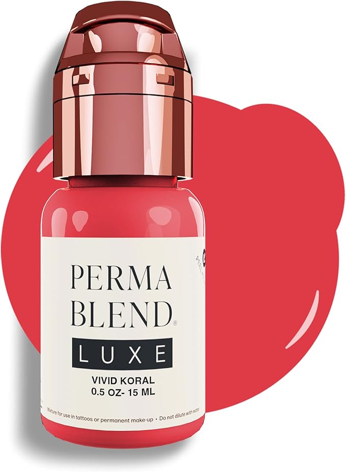 Perma Blend Luxe Lip Pigment Ink, Professional Lip Tattoo Microblading Supplies, Vivid Koral, .5 oz