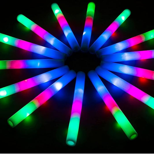 28PCS LED Foam Glow Sticks, Foam Light up Sticks Bulk Party Pack with 3 Modes Colorful Flashing, Glow in The Dark Party Supplies for Parties, Wedding, Birthday, Raves,Concert, New Year