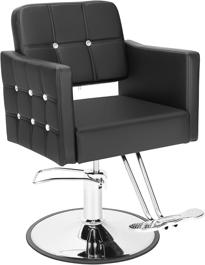 Professional Salon Chair for Hair Stylist, 350 Lbs Heavy Duty Hydraulic Pump, 360° Swivel Styling Chair with Adjustable Height, Barber Chair for Barber Shop, Spa, Tattoo Studio, Basic Black